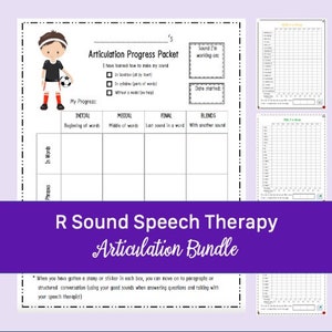 Articulation Progress Packet for R - Printable Speech Therapy Worksheet Bundle