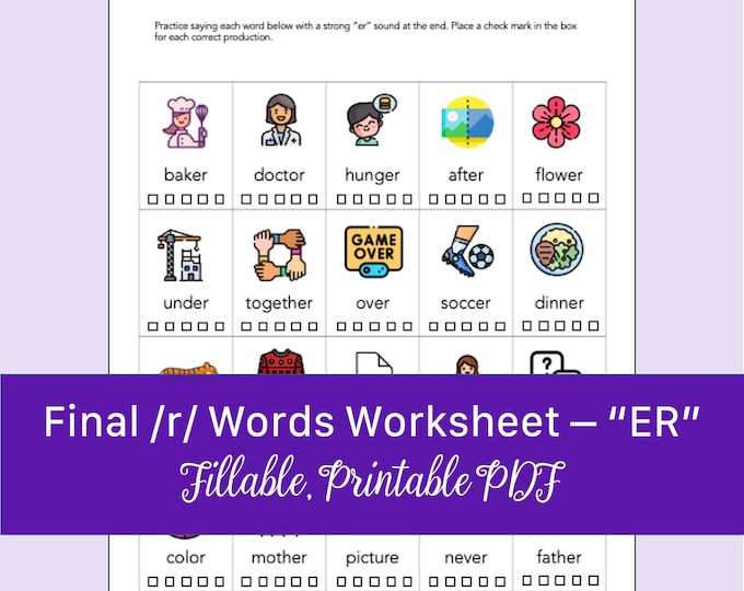 Final /r/ Words - 