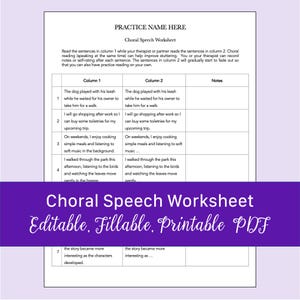 Choral Speech Worksheet | Fillable, Printable PDF