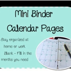 Mini Binder Calendar Pages