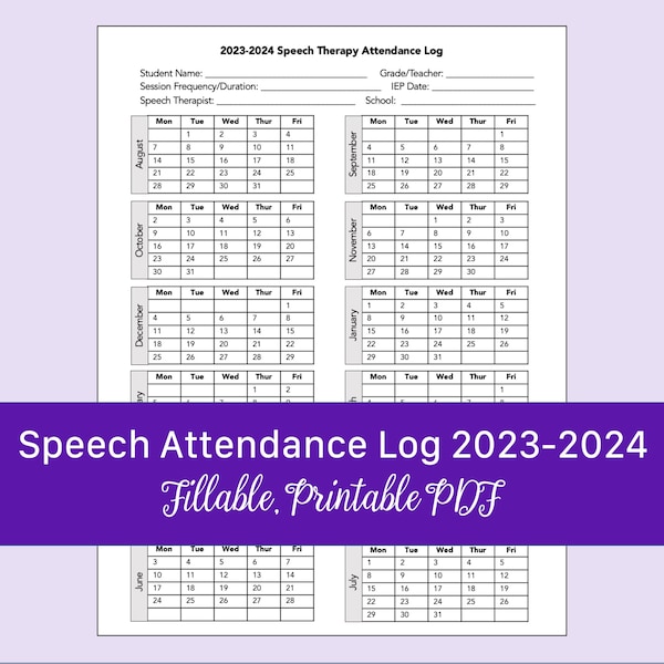 2024 attendance calendar etsy