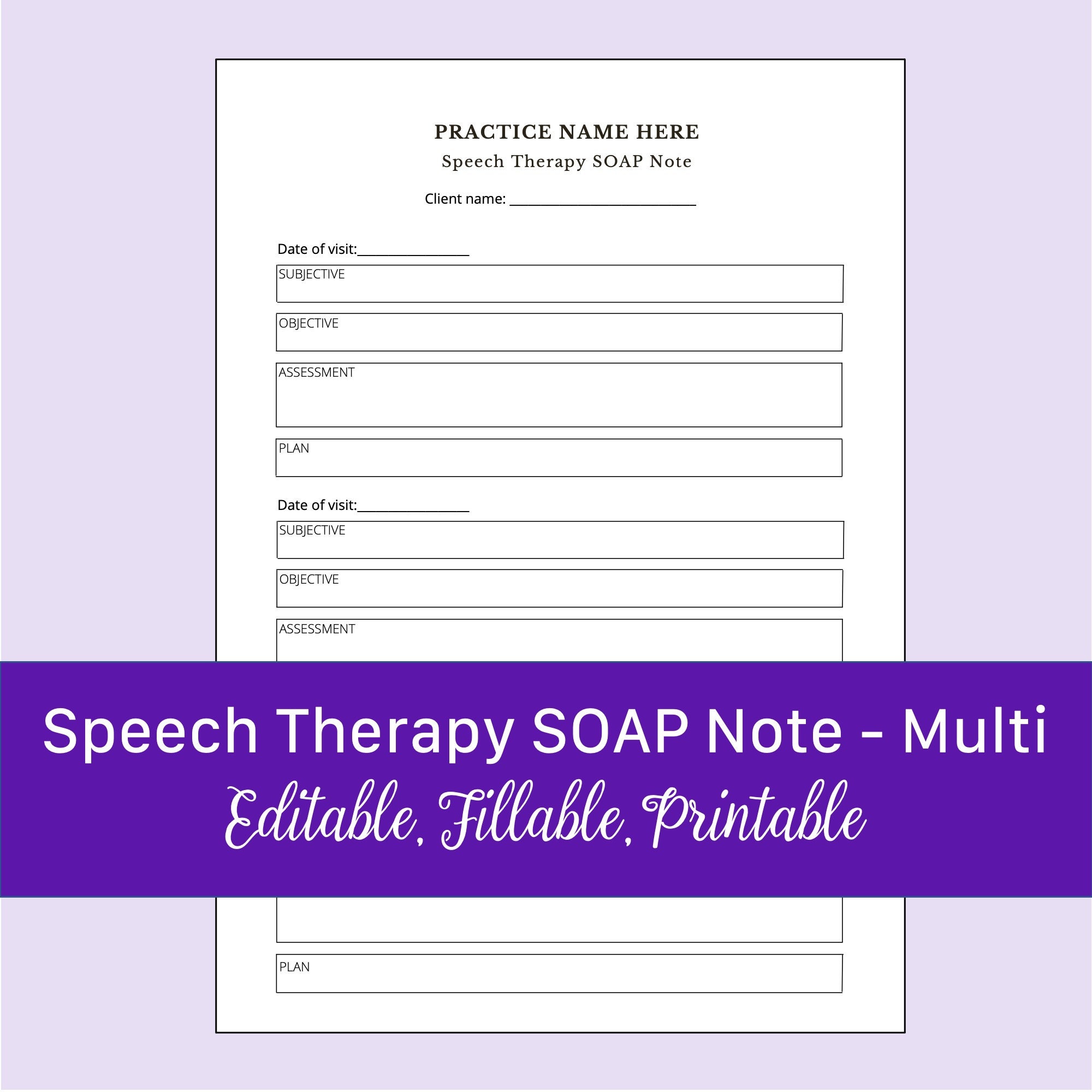 Speech Therapy SOAP Note Multi Editable, Fillable, Printable PDF Etsy Speech Therapy SOAP Note Multi Editable, Fillable, Printable PDF Etsy