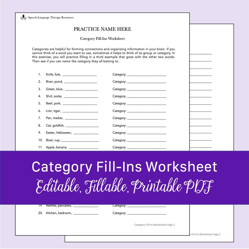 Aphasia Worksheet - Etsy
