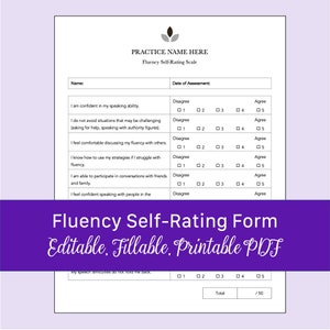 Fluency Self-Rating Scale for Speech Therapy | Fillable, Printable PDF
