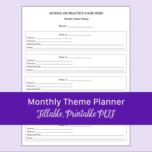 Monthly Theme Planner | Fillable, Printable PDF for Slps, Ots, Pts - Etsy