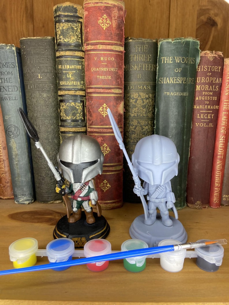 Mandalorian Figurine - Paint-Your-Own 3D Resin Model Kit — Sci-Fi Bounty Hunter Decor & Craft image 1
