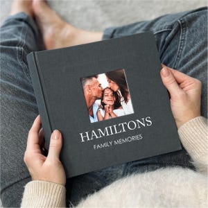 Personalized Family Photo Album | Linen Slip-In Book with Photo Window | Family Memory Keepsake Book | 200 Photos