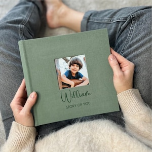 Customizable Photo Album with Sleeves for 200 4x6 Photos | Personalized Linen Memory Book | Slip In Photo Album
