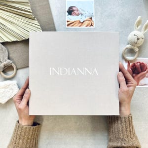 First Year Baby Memory Book, Personalized Baby Photo Album, Modern Baby Shower Gift, 5 Years Baby Book, Best New Mom Gift, Baby Keepsake box