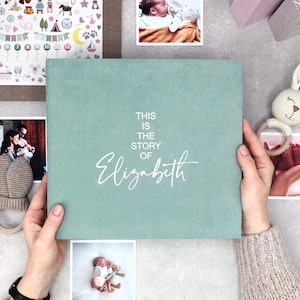 First Year Baby Memory Book, Personalized Baby Photo Album, Modern Baby Shower Gift, 5 Years Baby Book, Best New Mom Gift, Baby Keepsake box