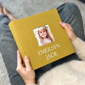 Personalized Baby Photo Album 4x6" / 10x15cm | Linen Slip-In Book with Photo Window | Baby Memory Keepsake Book | 200 Photos