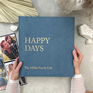 Custom Large Slip-In Family Photo Album | Blue Photo Album with 4x6 Photos Sleeves | Family Memory Album | Handmade Photo Book
