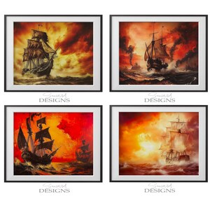 Sailing Ship Oil Painting Print Set: High Seas Collection (Digital Download)