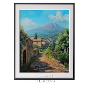 Mount Vesuvius ala Pompeii - Instant Download Oil Painting Housewarming Gift