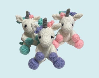Poppy The Unicorn Cute Handmade Crochet Stuffed Animal Bookshelf Buddy Decor