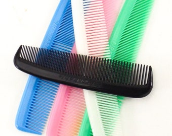 vintage unbreakable hair comb 70s 80s vintage NOS nylon plastic comb, hair accessories, pink blue green white black 1pc