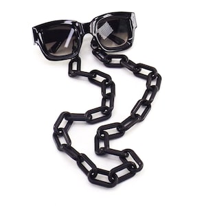 black chunky acrylic eyeglasses chain maximalist necklace glasses sunglasses holder cosplay costume necklace unisex/men/women earbuds loop