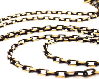 Cadena para gafas negra y dorada: eslabones de caja con corte de diamante, soporte para gafas de sol de 27"