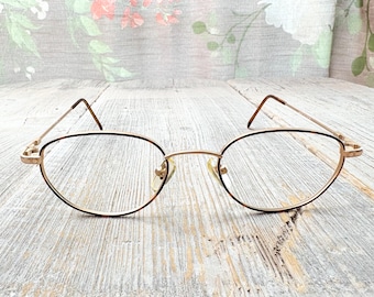 Vintage Gold Oval Brillengestelle: Unisex 90s Deadstock (48[]18/135)