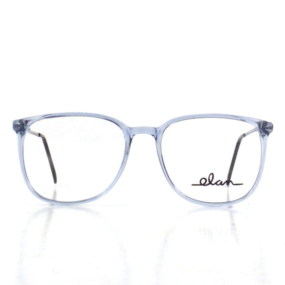 vintage oversized eyeglasses 80s NOS clear blue s… - image 2