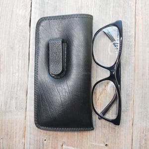 custodia protettiva tascabile per occhiali con clip accessori per occhiali accessori per occhiali accessori per occhiali da sole scorte morte vintage uomo finta pelle nos