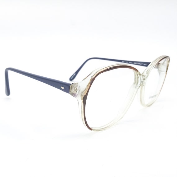 1980s large round eyeglasses clear brown blue vin… - image 2