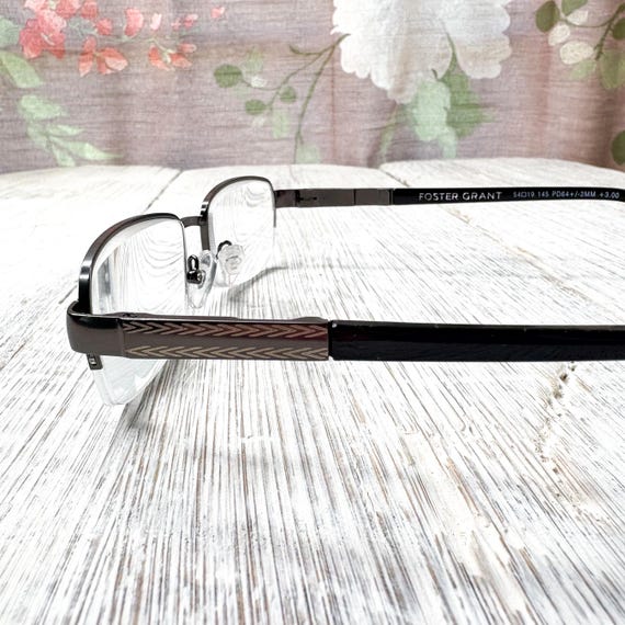 Semi-Rimless Reading Glasses +3.00: Black & Silve… - image 3