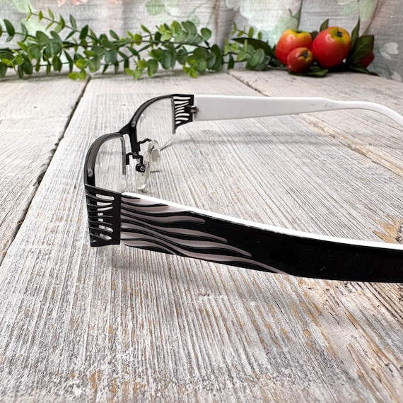 Vintage Black & White Rectangle Eyeglass Frames: … - image 3