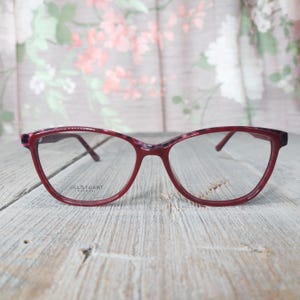 burgundy tortoiseshell glasses frames deadstock vintage eyewear oversized round cat-eye eyeglasses accessories accessory nox eyeglass retro