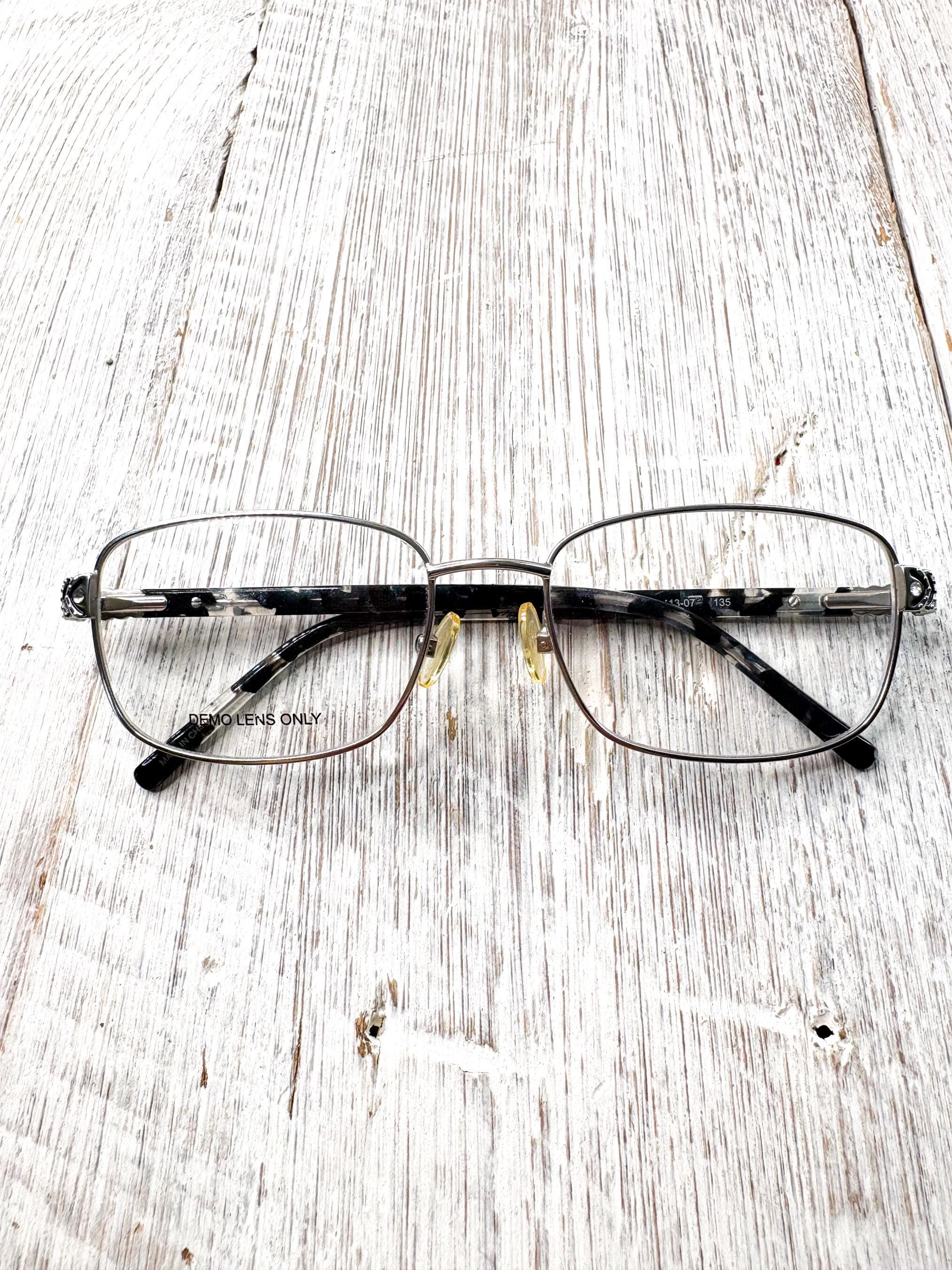 Vintage Square Eyeglass Frames: 54[]17-135, Silver With Blue Tortoise ...