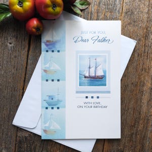 Vater Geburtstagskarte Karte Grußkarte Vater Ich liebe dich Papa deinen Tag denk ich an dich Ihn / Männer / Stiefvater Boote / Segelboot / Meer / Strand / Segeln / Bootfahren