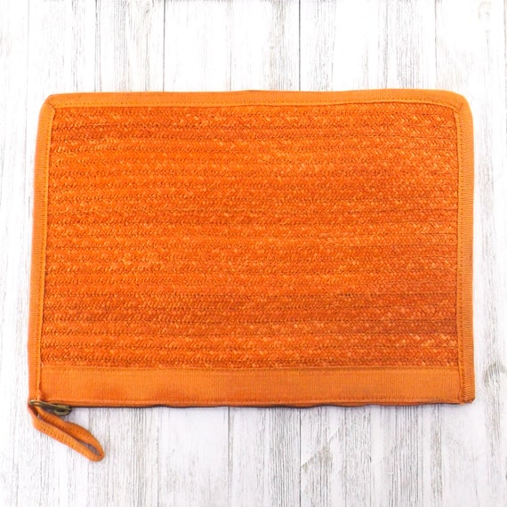 vintage italian envelope purse | orange straw pur… - image 3
