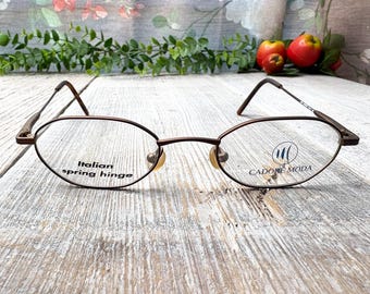 Matte Bronze Oval Eyeglass Frames: Vintage 1990s Deadstock
