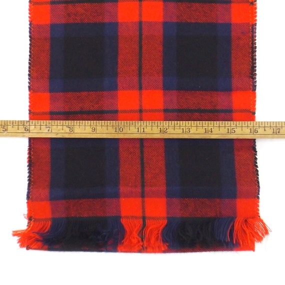 1970's vintage plaid flannel scarf red and blue t… - image 6