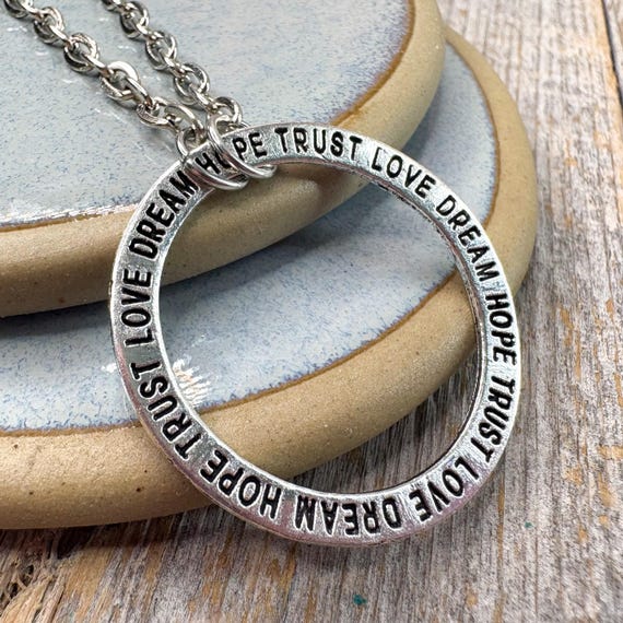 Silver/bronze Charm Bracelet, Trust Love Dream Hope, Metal-chain