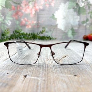Metallic brown square glasses frames only metal eyeglasses unisex/men/women deadstock vintage eyewear eyeglass fashion accessories