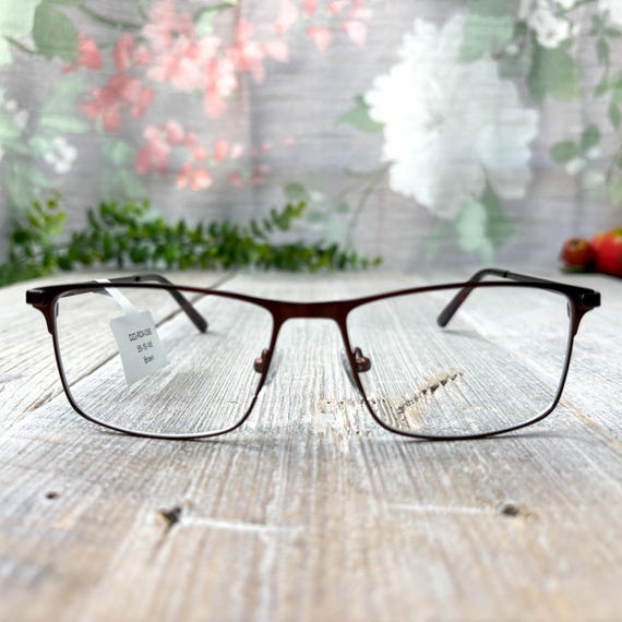 Metallic Brown Square Eyeglasses Frames: Unisex V… - image 1
