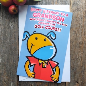 Geburtstagskarte Geburtstagskarte Enkel Golf Hund Golf spielen Pop-Up Karte süß/lustig/Humor Enkel/Junge/Männer/Enkel/Kind Vintage