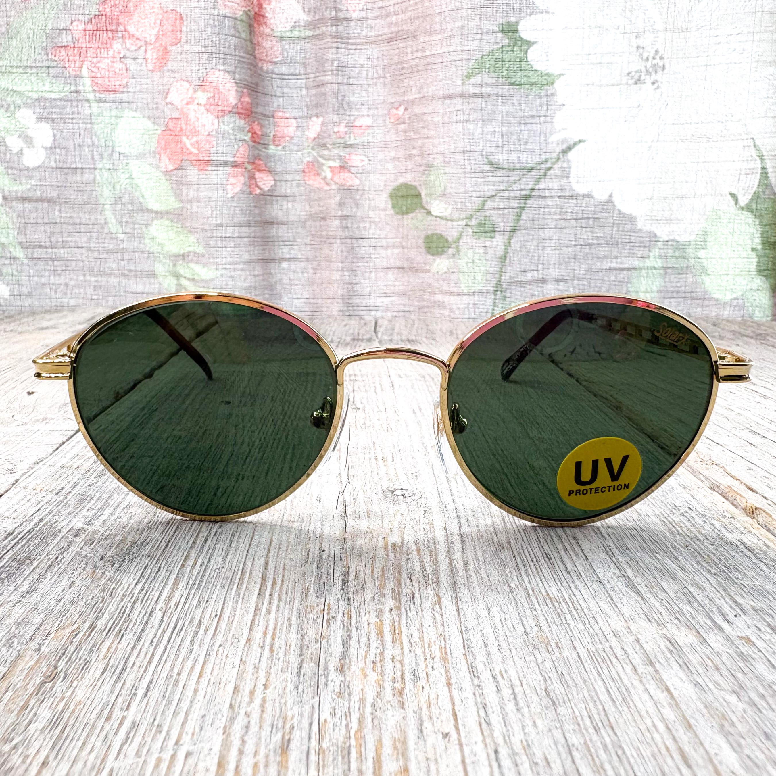 1990s Round Sunglasses Solar-x Glass Lenses Uv Protection 