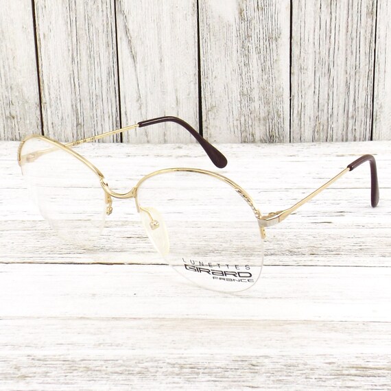 NOS vintage 80s eyeglasses rimless round | gold m… - image 3