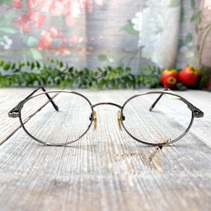 Round gunmetal/pewter metal eyeglass frame only 52[]20/140 eyeglasses nos/vintage/deadstock 90s fashion accessories unisex/men/women glasses