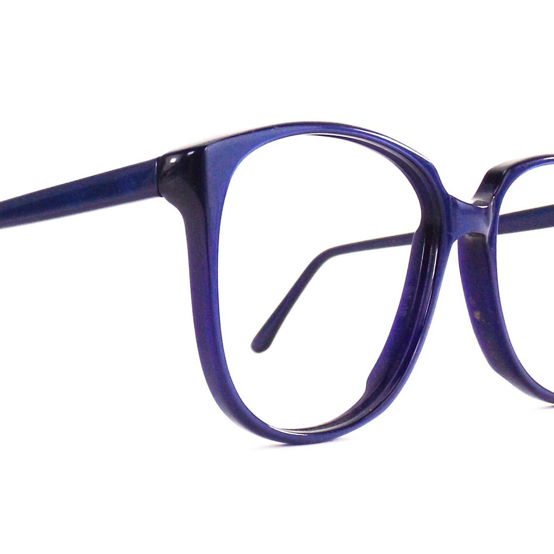 Vintage 80s eyeglasses NOS round navy blue eye glasses Etsy