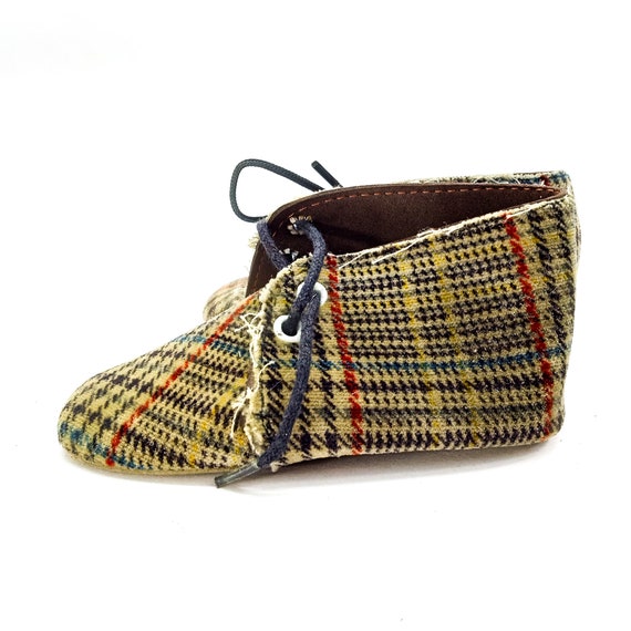 vintage baby shoes, toddler walking shoes, plaid … - image 2