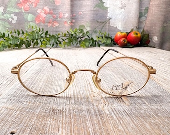Vintage Gold Round Eyeglass Frames: 1990s Deadstock Unisex Eyewear