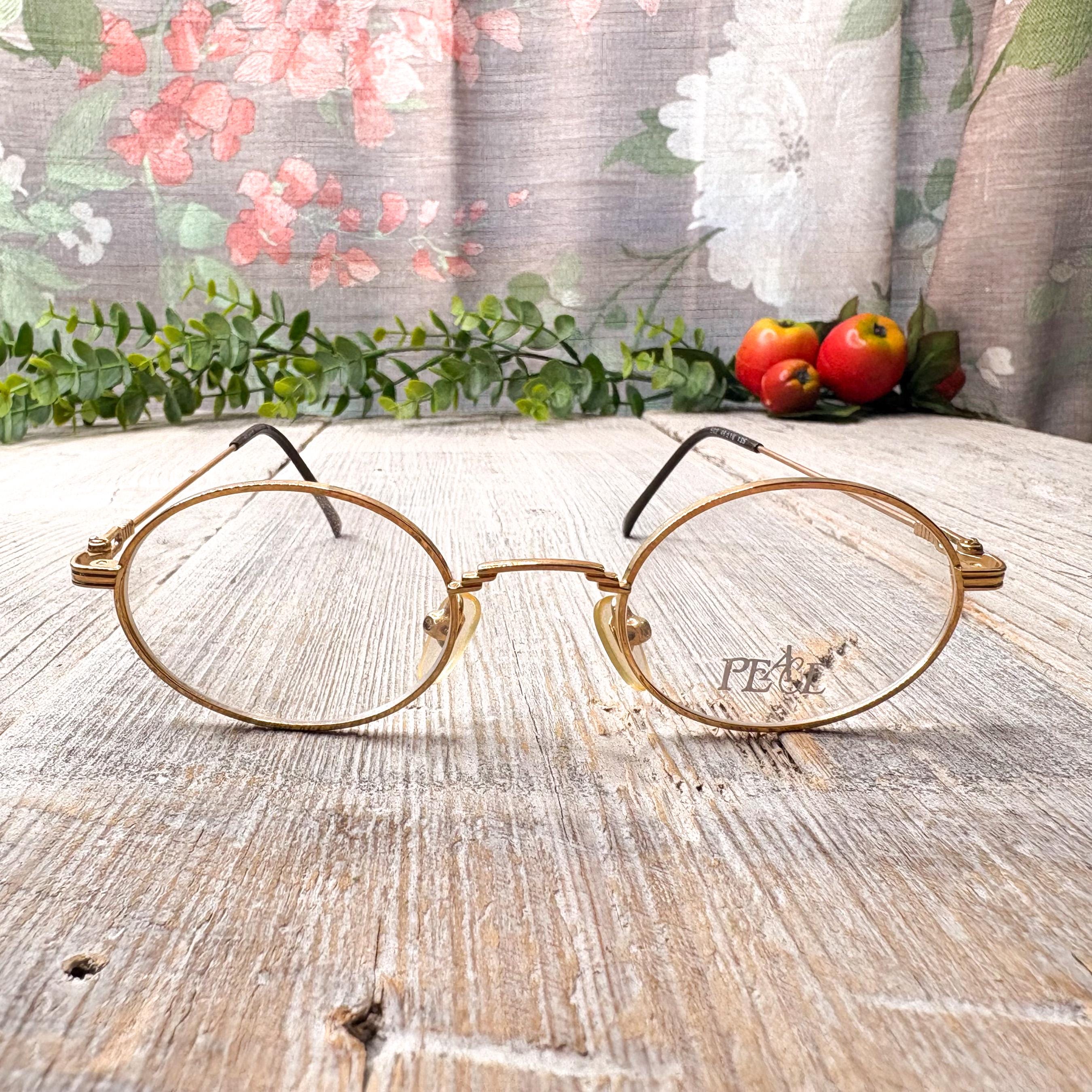 Vintage Gold Round Eyeglass Frames: 1990s Deadstock Unisex Eyewear