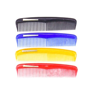 vintage hair comb with shirt pocket clip, celluloid comb, pocket comb
