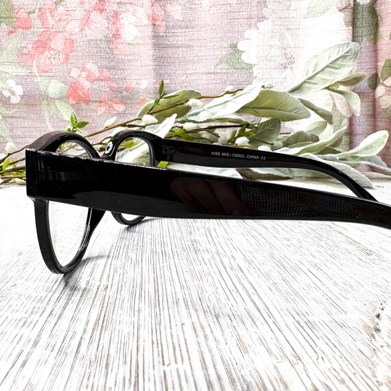 Clear Lens Glasses: Oversized Round Black Eyewear View 3