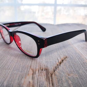 Burgundy & Black Round Eyeglass Frames - 1990s Vintage Glasses