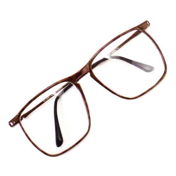 vintage light tortoise square eyeglasses oversize… - image 1