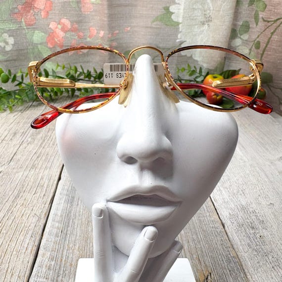 Vintage Round Eyeglass Frames: Tortoise Gold, 90s… - image 4